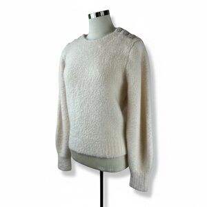 & Other Stories Wool and Mohair Blend Ivory Sweater with Embellished Buttons